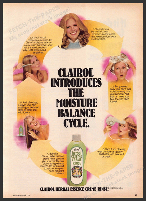 Clairol Herbal Essence 1970s Print Advertisement 1977 Moisture Balance Cycle Clairol