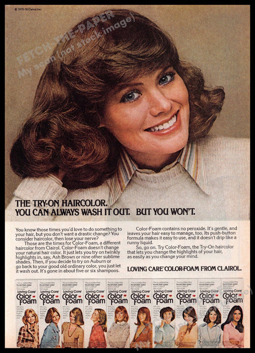 Clairol Loving Care 1970s Print Advertisement 1977 Haircolor Clairol Loving Care