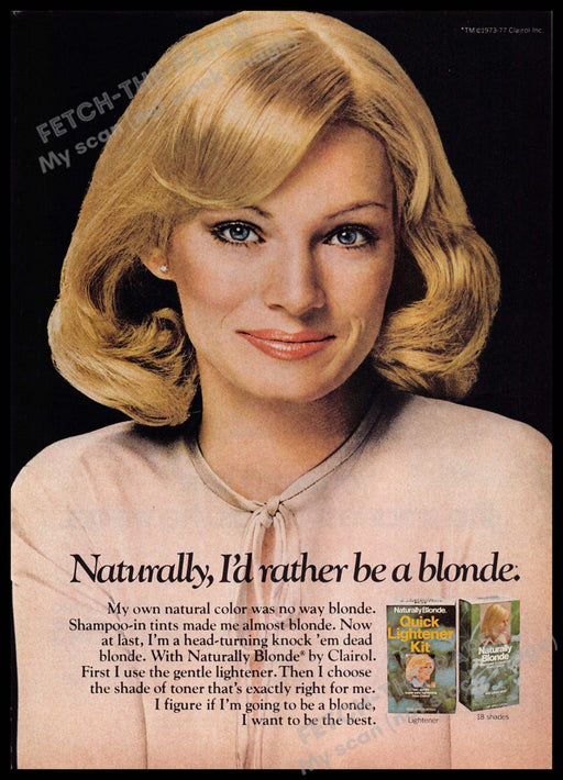 Clairol Naturally Blonde 1970s Print Advertisement 1977 Gentle Hair Clairol Naturally Blonde