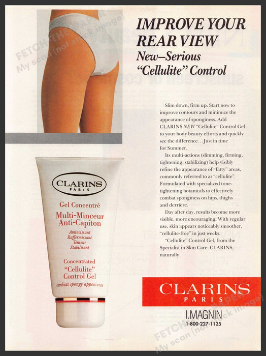 Clarins Paris 1990s Magazine Print Advertisement 1990 Rear View Skin Bare Clarins Paris