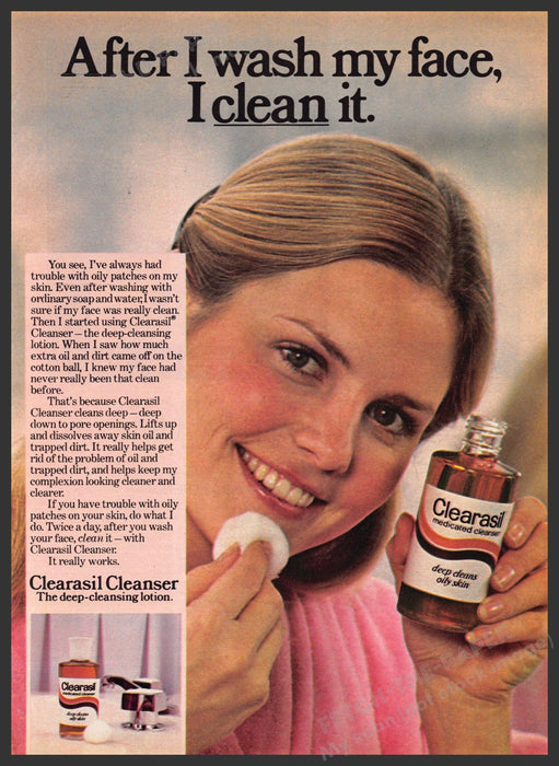 Clearasil Face 1970s Print Advertisement 1977 Teen Deep Cleansing Clearasil