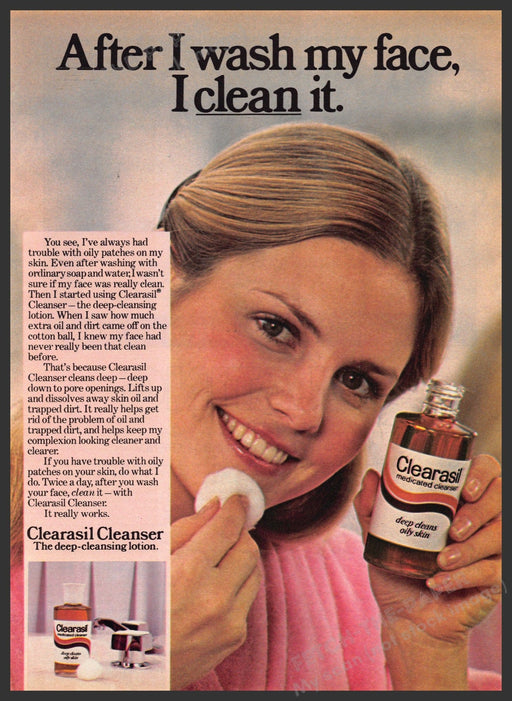 Clearasil Face 1970s Print Advertisement 1977 Teen Deep Cleansing Clearasil