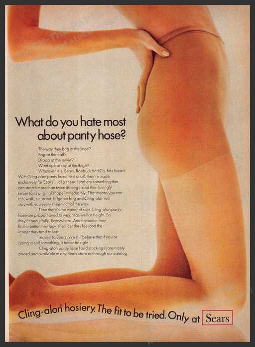 Cling-alon Pantyhose Hosiery 1960s Print Advertisement Ad 1969 Sears Legs Fetch the Paper!