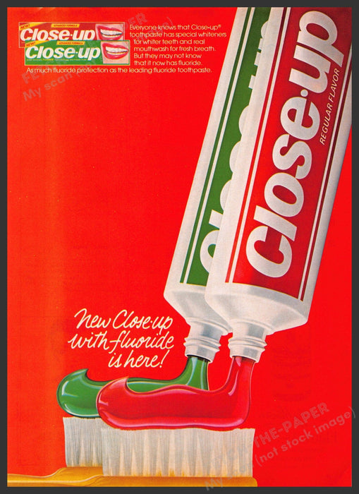 Close Up Toothpaste 1980s Print Advertisement 1982 Green Red Bright Colors Fetch-the-Paper