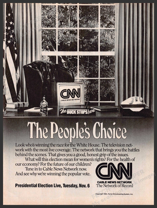CNN 1980s Print Advertisement 1984 News Media "The People's Choice" CNN