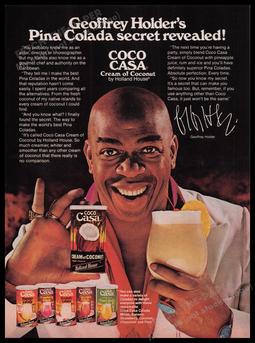 Coco Casa Holland House 1980s Print Advertisement Ad 1980 Geoffrey Holder Fetch the Paper!