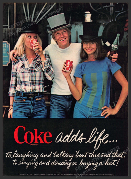 Coke Coca-Cola 1970s Print Advertisement 1977 Friends Adds Life Coca-Cola