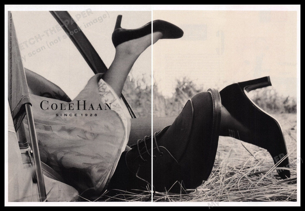 Cole Haan Shoes 1990s Print Advertisement (2 pages) 1999 Romp in the Tent Fetch the Paper!