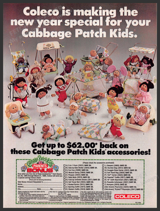 Coleco 1980s Print Advertisement 1986 Cabbage Patch Kids Coleco