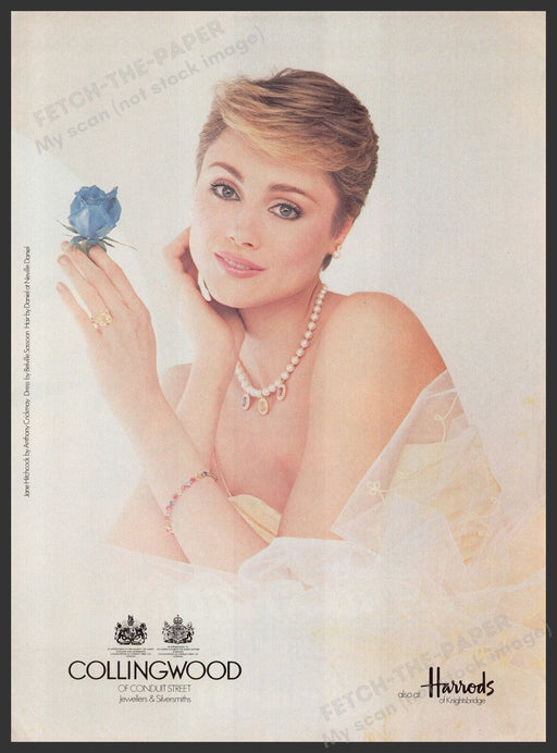 Collingwood Jewelry Jane Hitchcock 1980s Print Advertisement Ad 1982 UK Rose Fetch the Paper!