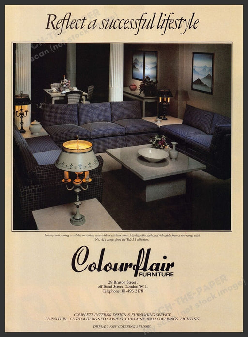 Colour Flair Furniture Felicity Couch 1980s Print Advertisement Ad 1982 UK Fetch the Paper!