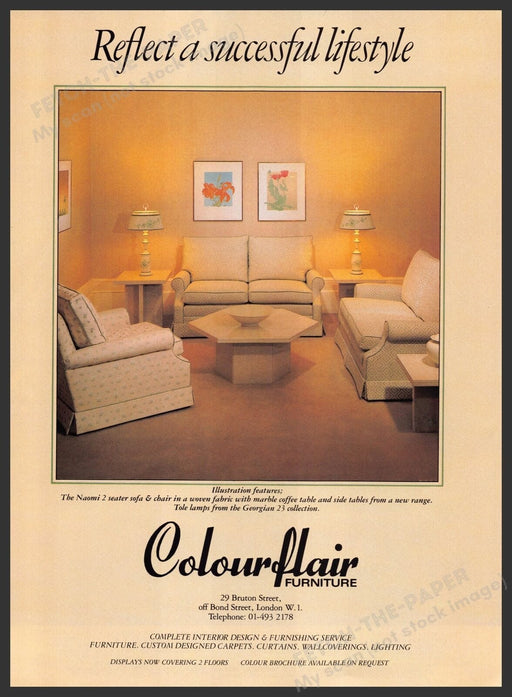 Colour Flair Furniture Naomi Sofa Chair 1980s Print Advertisement Ad 1982 UK Fetch the Paper!