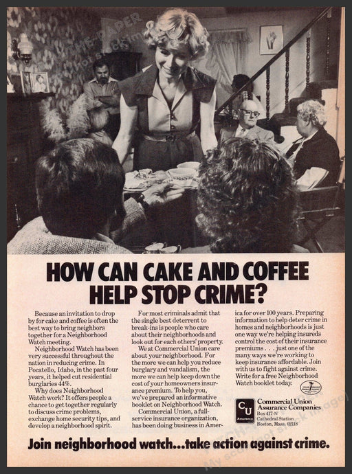 Commercial Union Assurance Companies 1970s Print Advertisement 1979 Crime Commercial Union Assurance Companies