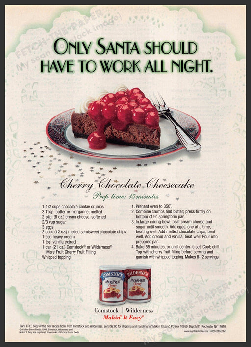 Comstock Wilderness 1990s Print Advertisement 1998 "Cherry Chocolate Cheesecake" Comstock Wilderness