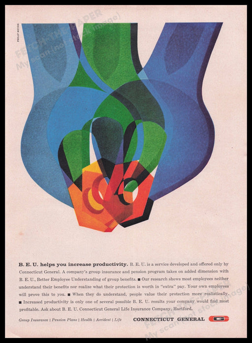 Connecticut General B.E.U. Insurance 1950s Print Advertisement Ad 1959 Fetch the Paper!
