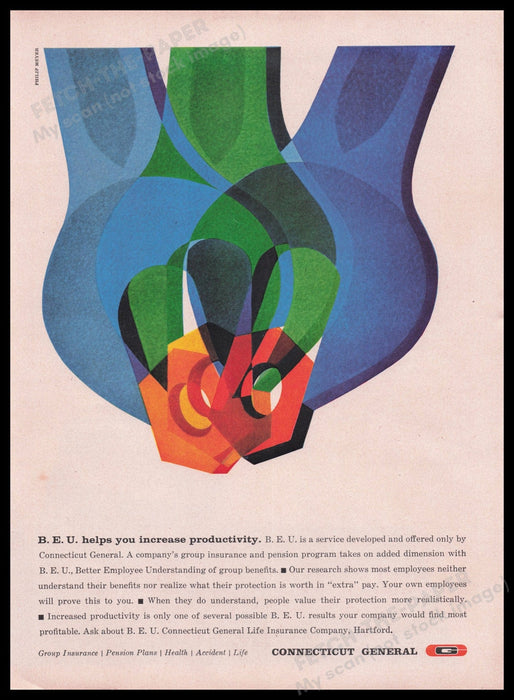 Connecticut General B.E.U. Insurance 1950s Print Advertisement Ad 1959 Fetch the Paper!