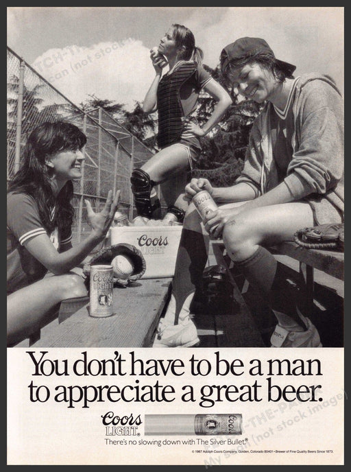 Coors Light 1980s Print Advertisement Ad 1987 Women's Softball Coors Light