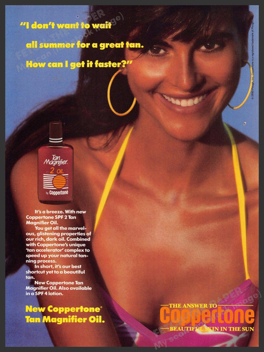 Coppertone 1990s Magazine Print Advertisement 1990 Tan Magnifier Skin Sun Coppertone