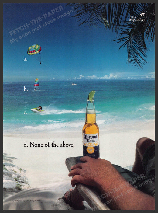 Corona Extra 2000s Print Advertisement Ad 2009 Beach Multiple Choice Corona