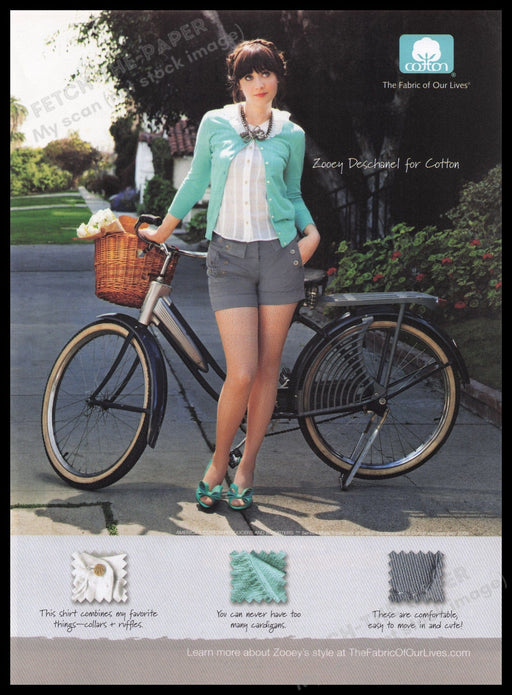 Cotton Fabric 2000s Print Advertisement Ad 2009 Girl Bicycle Legs Fetch the Paper!