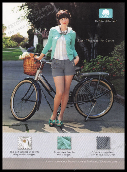 Cotton Fabric 2000s Print Advertisement Ad 2009 Girl Bicycle Legs Fetch the Paper!