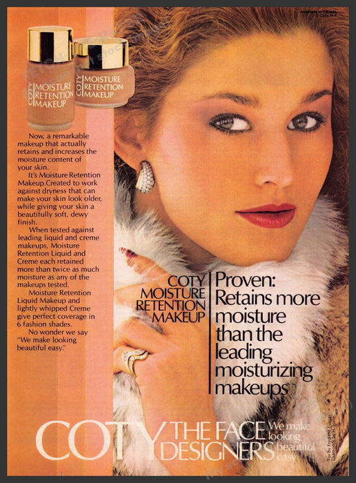 Coty 1980s Magazine Print Advertisement 1981 Face Designers Makeups Fetch-the-Paper