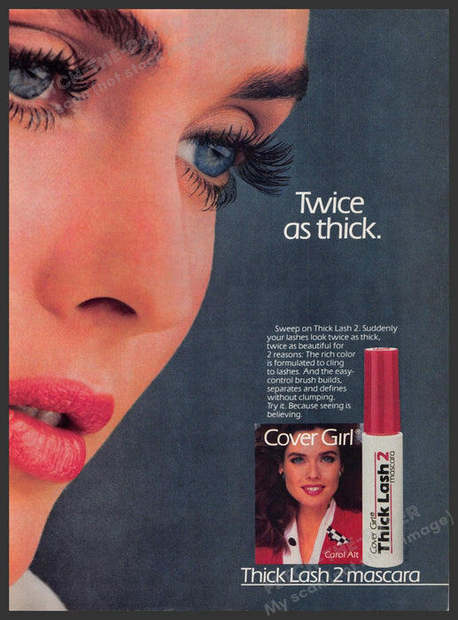 Cover Girl 1980s Print Advertisement 1986 Carol Alt Thick Lash 2 Ad Cover Girl