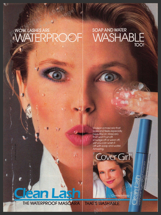 Cover Girl 1980s Print Advertisement Ad 1987 Christie Brinkley Clean Lash Cover Girl