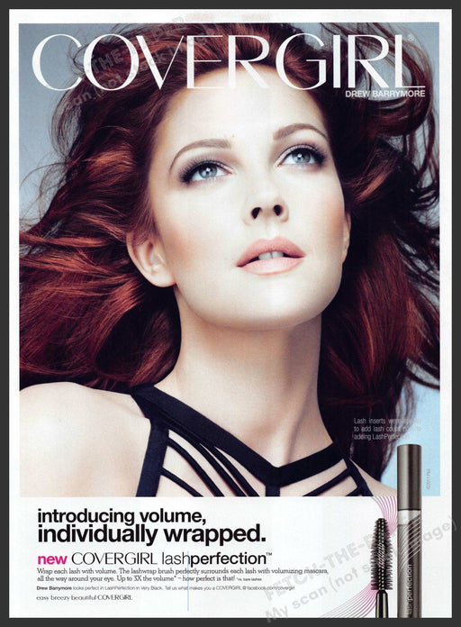 Cover Girl 2010s Print Advertisement Ad 2011 Drew Barrymore Lash Cover Girl