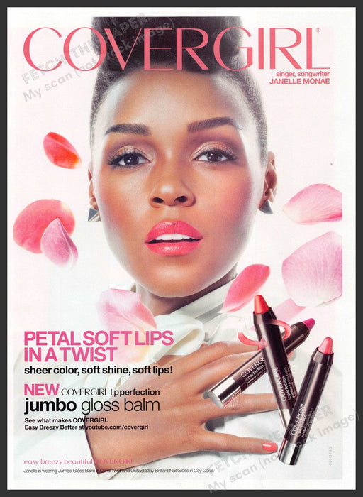 Cover Girl Janelle Monae 2000s Print Advertisement 2013 Petal Soft Lips Fetch-the-Paper