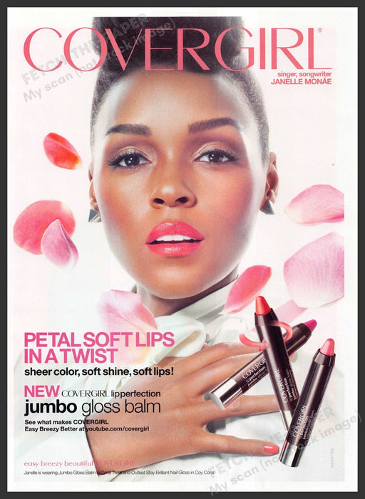 Cover Girl Janelle Monae 2000s Print Advertisement 2013 Petal Soft Lips Fetch-the-Paper