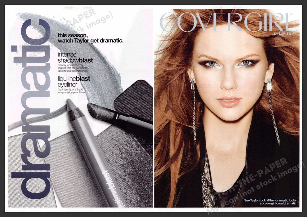 Cover Girl Taylor Swift 2010s Print Advertisement (2 page) 2012 Eye Cosmetics Fetch-the-Paper