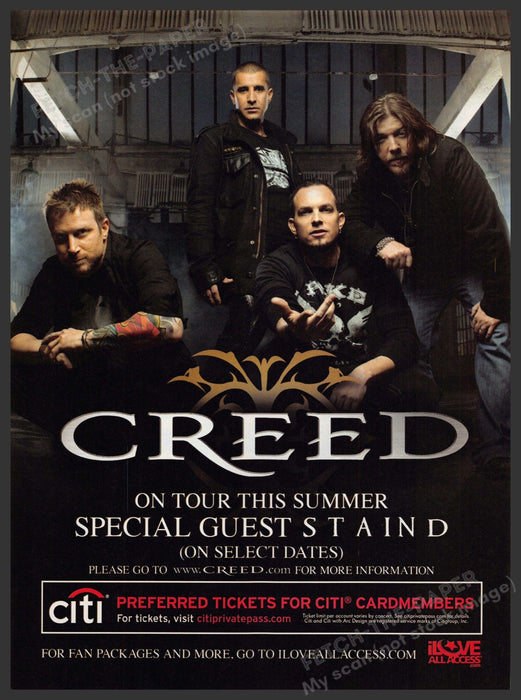 Creed Music Tour 2000s Print Advertisement Ad 2009 Creed