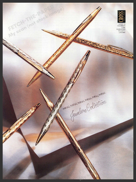 Cross Pen 1990s Print Advertisement 1993 "Jewelers Collection" Fetch-the-Paper