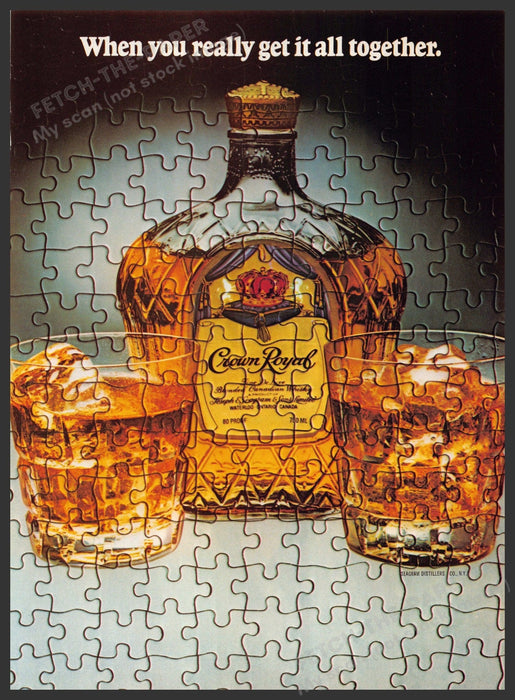 Crown Royal Puzzle 1980s Print Advertisement 1982 "When you get it all together" Fetch-the-Paper