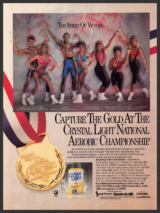 Crystal Light 1980s Magazine Print Advertisement 1988 National Aerobics Champion Crystal Light