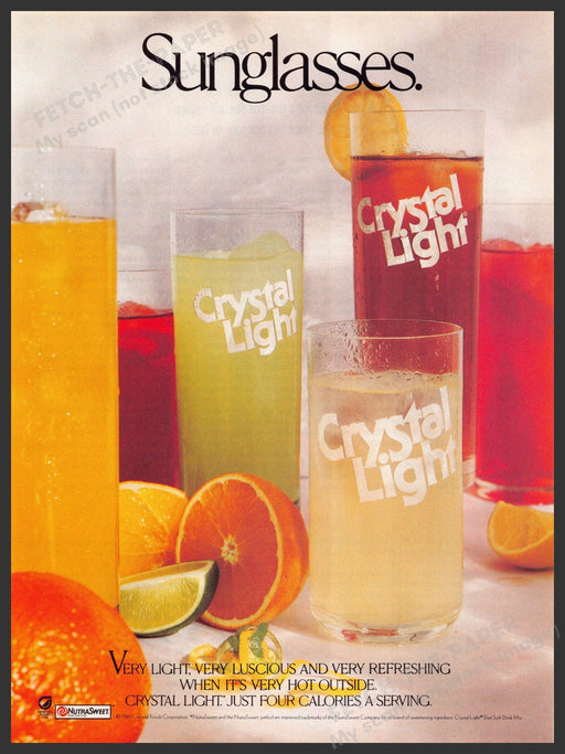 Crystal Light 1980s Print Advertisement Ad 1989 Sunglasses Luscious Refreshing Crystal Light