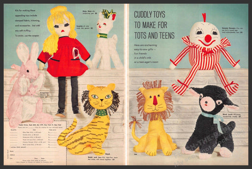 Cuddly Toys 1960s Print Advertisement Ad 1961 Family Circle Send-away Plush Kits Family Circle