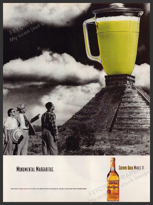 Cuervo Gold 1990s Magazine Print Advertisement 1990 Mayan Pyramid Blender Cuervo Gold