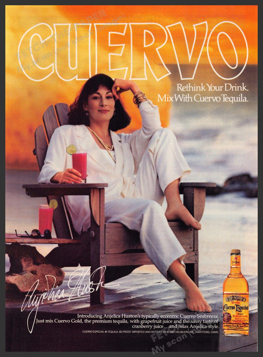 Cuervo Gold Angelica Huston 1980s Print Advertisement 1987 Fetch-the-Paper
