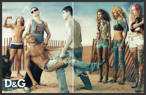D&G Dolce Gabbana 2000s Print Advertisement (2 pages) 2005 Legs Beefcake Friends Fetch-the-Paper
