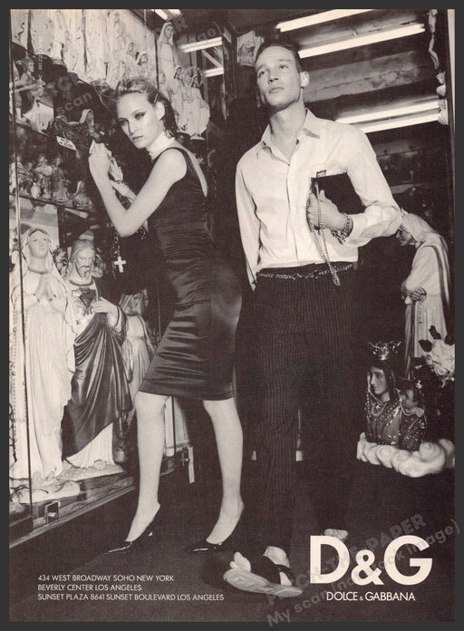 D&G Dolce & Gabbana 2000s Print Advertisement 2000 Legs Couple Religious Store Dolce & Gabbana
