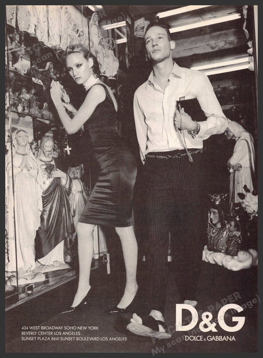 D&G Dolce & Gabbana 2000s Print Advertisement 2000 Legs Couple Religious Store Dolce & Gabbana
