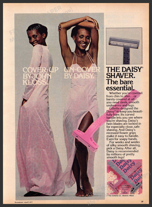 Daisy Shaver Razor 1970s Print Advertisement 1977 Legs Nightgown Daisy
