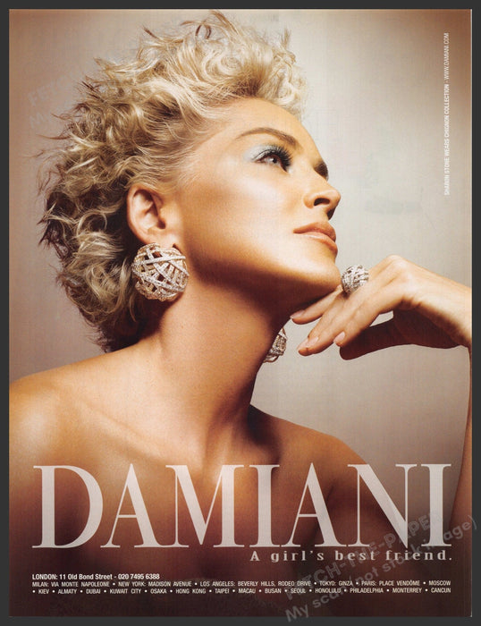 Damiani London Jewelry Sharon Stone 2010s Print Advertisement Ad 2010 Fetch-the-Paper