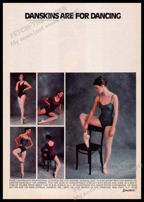 Danskin 1970s Print Advertisement 1977 Ballerinas Pointe Leotard Tights Dancers Danskin