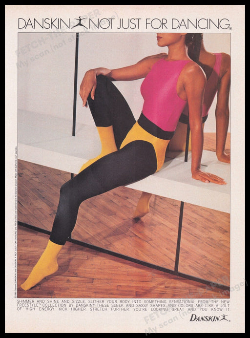 Danskin 1980s Print Advertisement Ad 1985 Fetch the Paper!
