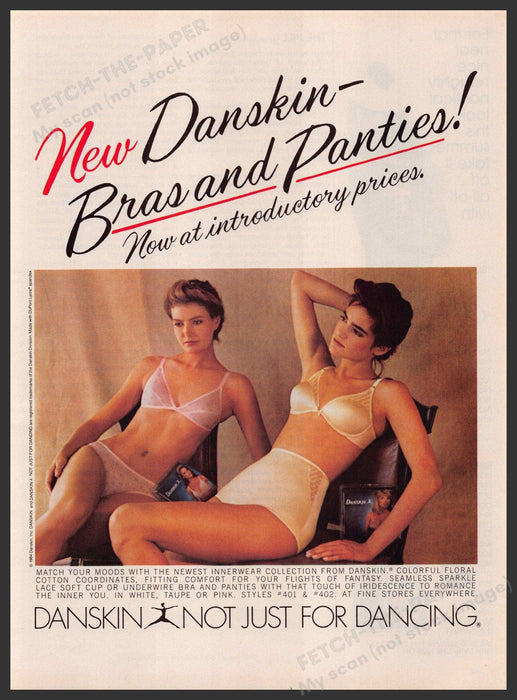 Danskin Bras & Panties 1980s Print Advertisement 1984 Girls Legs Body Fetch-the-Paper
