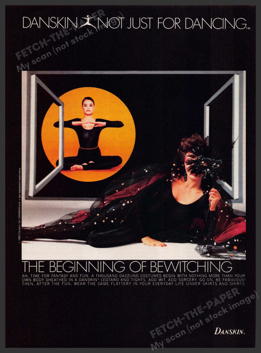Danskin Leotard Costume 1980s Print Advertisement 1984 "Beginning of Bewitching" Fetch-the-Paper