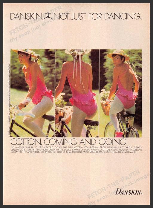 Danskin Leotard Tights 1980s Print Advertisement 1983 Legs Bicycle Fetch-the-Paper